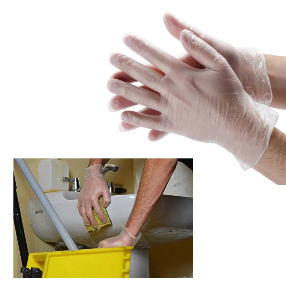 100 Vinyl Disposable Gloves Powder Free Non Latex Food Grade Cleaning XLarge New