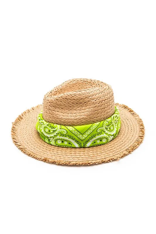 Bandana Convertible Fringe Straw Hat