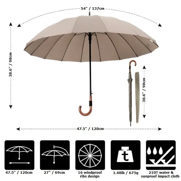 Beige Gentleman's Windproof Umbrella