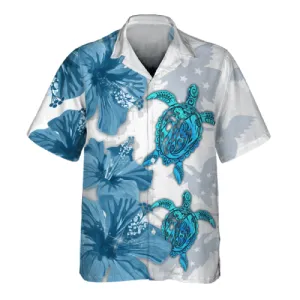 Blue Bird Turtle 3d Hawaiian Shirt Men's, Haiwaiian Shirt Hot 2023