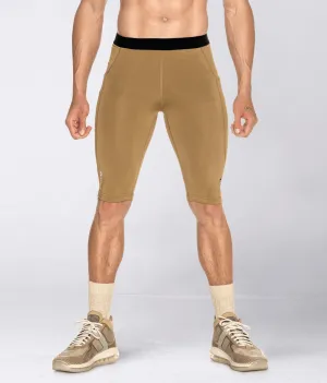 Born Tough Men's Compression Running Shorts Khaki