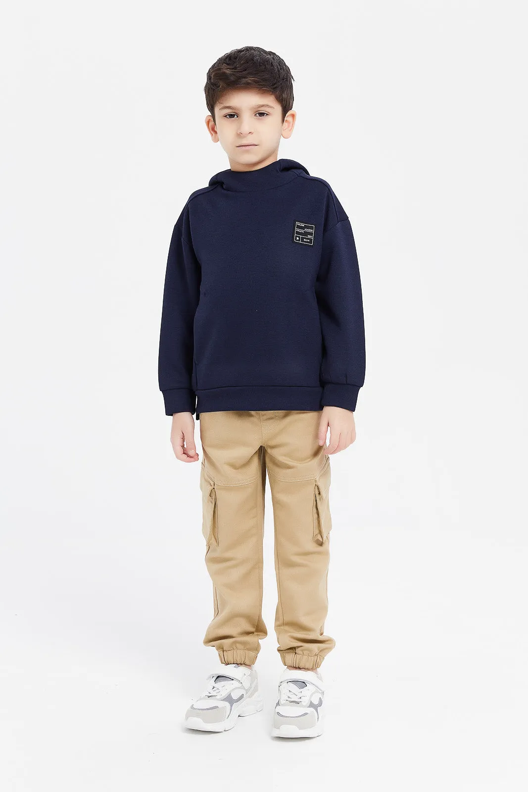 Boys Navy Oversized Hooded Sweatshirt