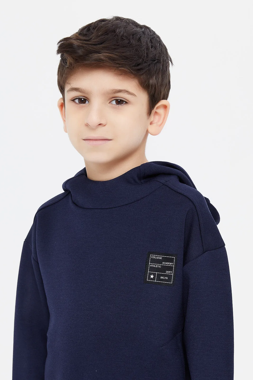 Boys Navy Oversized Hooded Sweatshirt