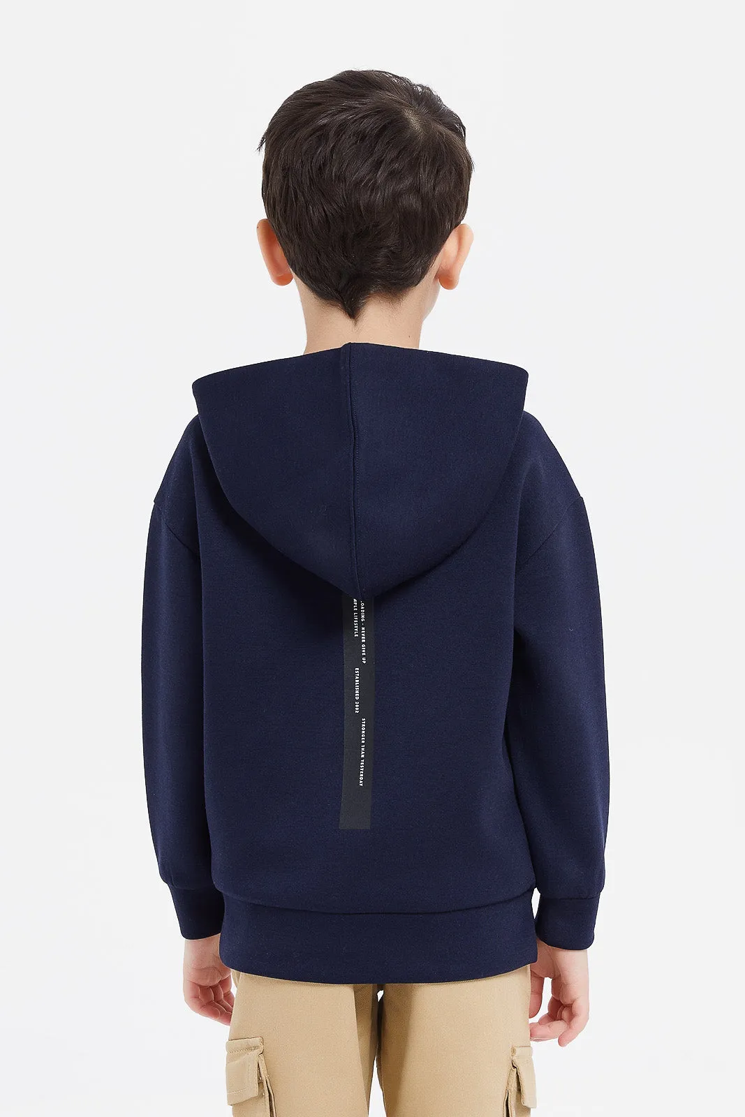 Boys Navy Oversized Hooded Sweatshirt