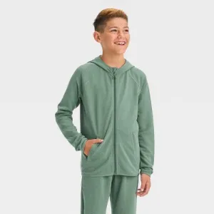 Boys' Waffle Hooded Sweatshirt - All In Motion North Green XL