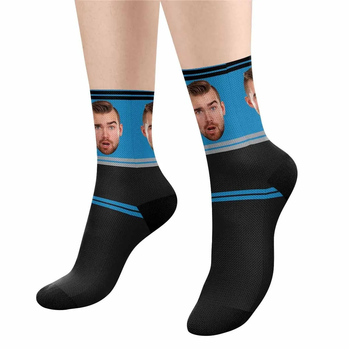 Custom Face Football Team Blue Socks