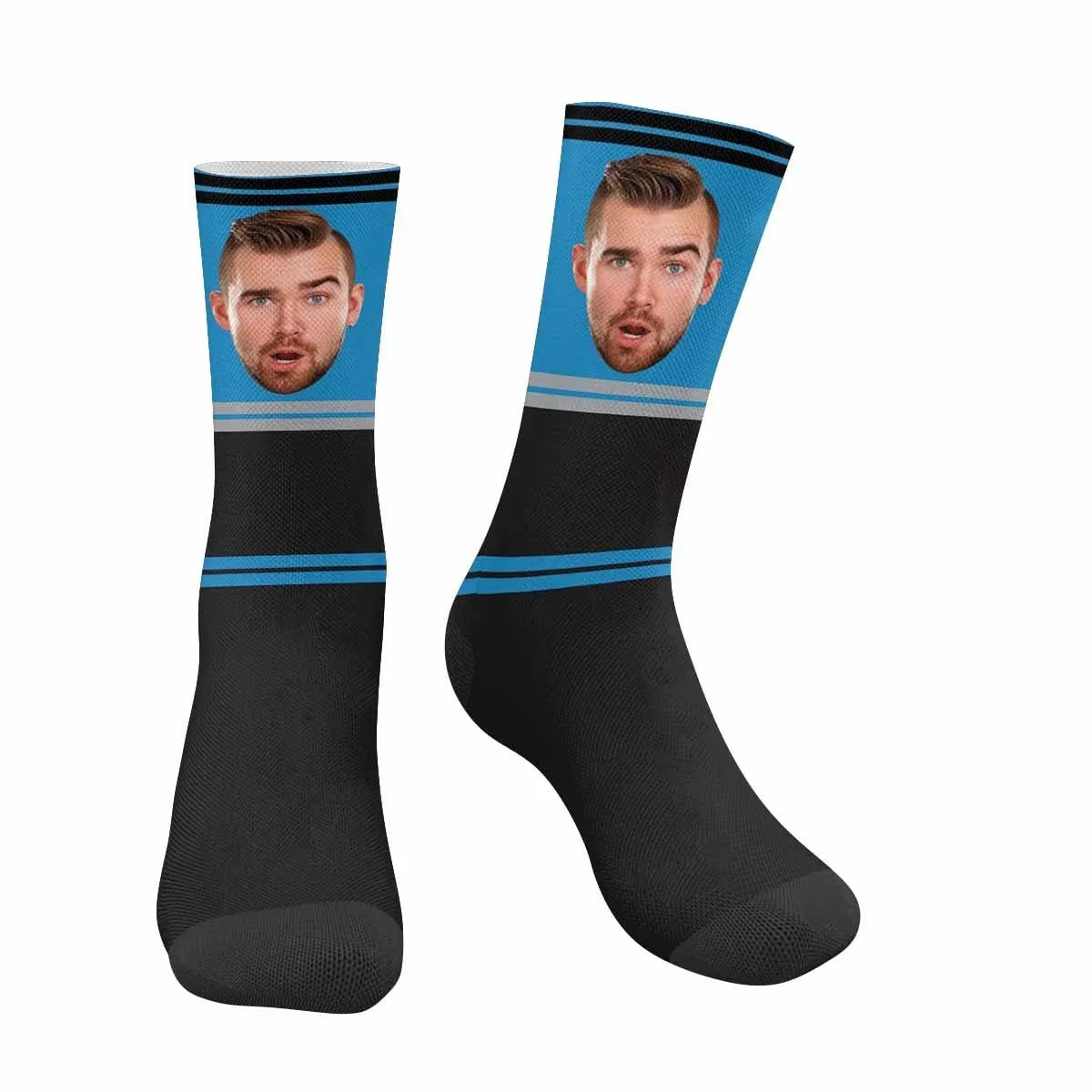 Custom Face Football Team Blue Socks