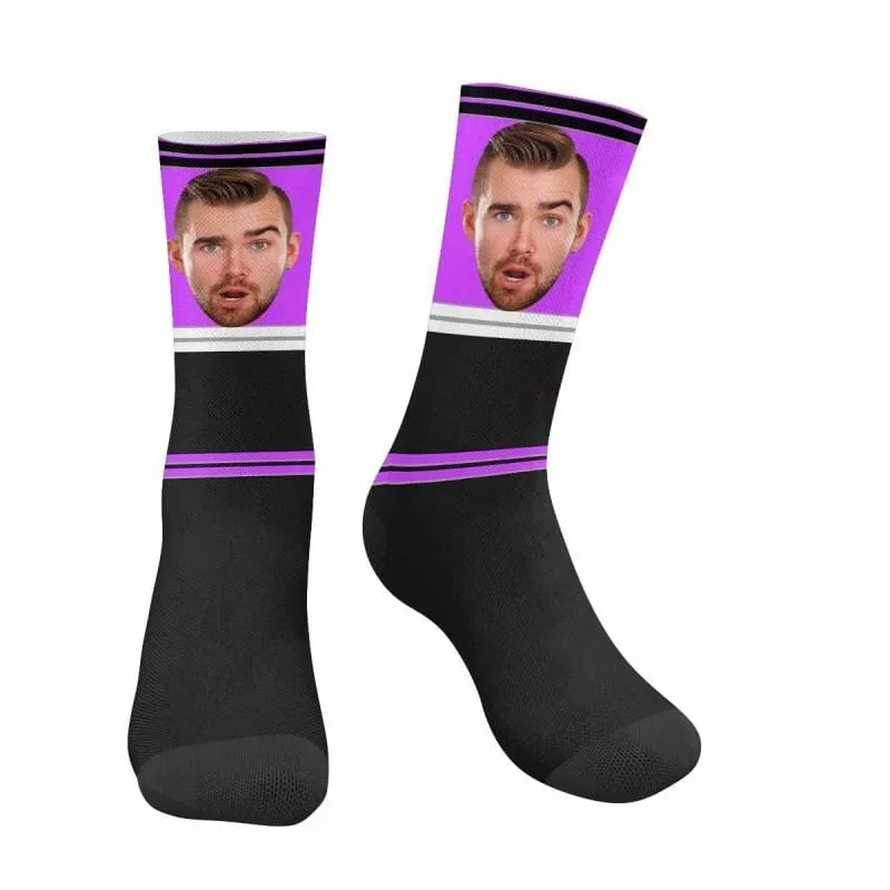 Custom Face Football Team Blue Socks