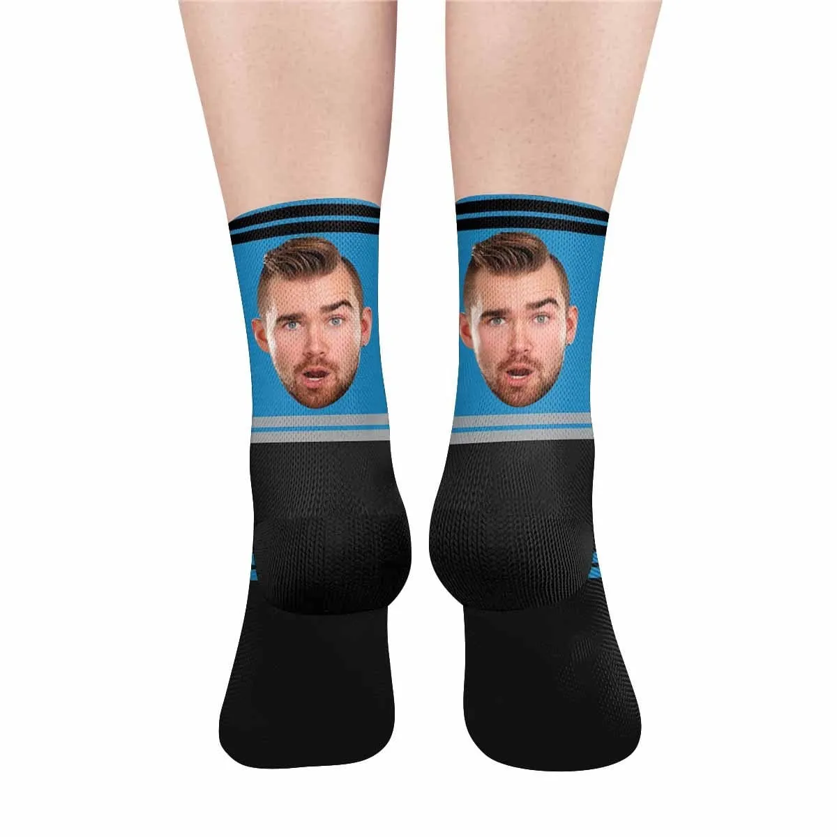 Custom Face Football Team Blue Socks