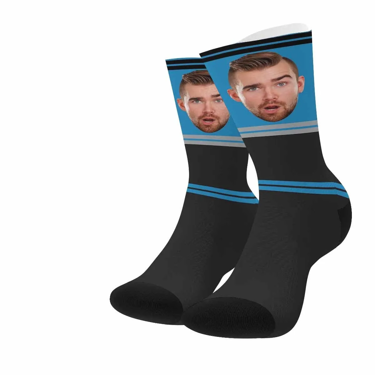 Custom Face Football Team Blue Socks