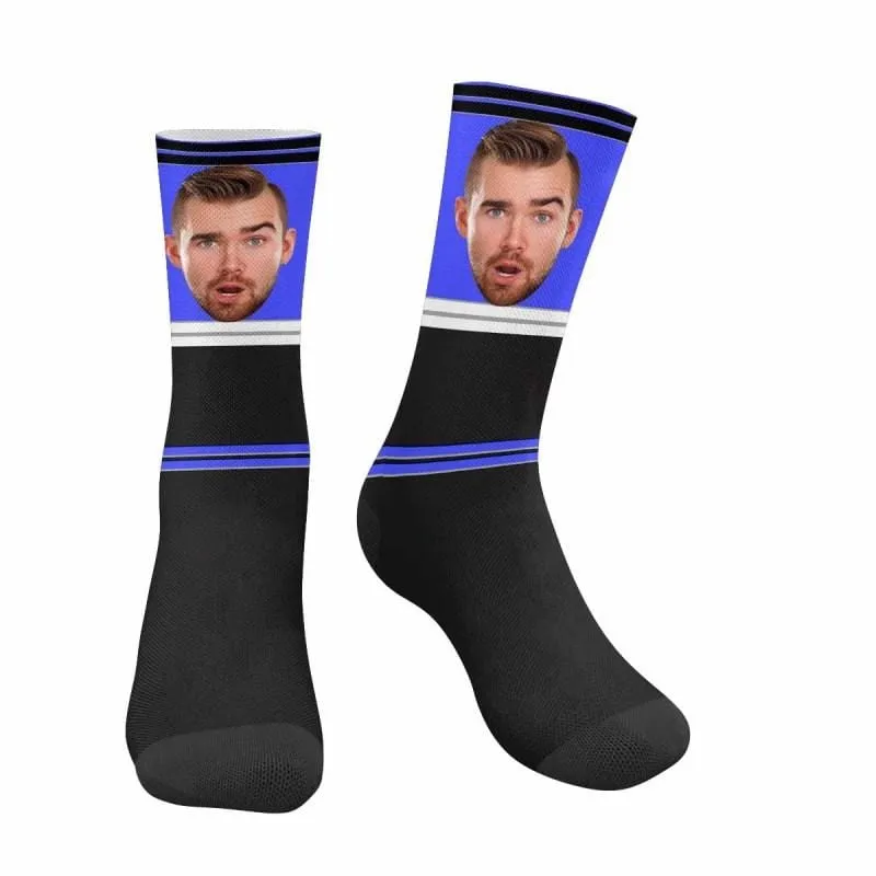 Custom Face Football Team Blue Socks