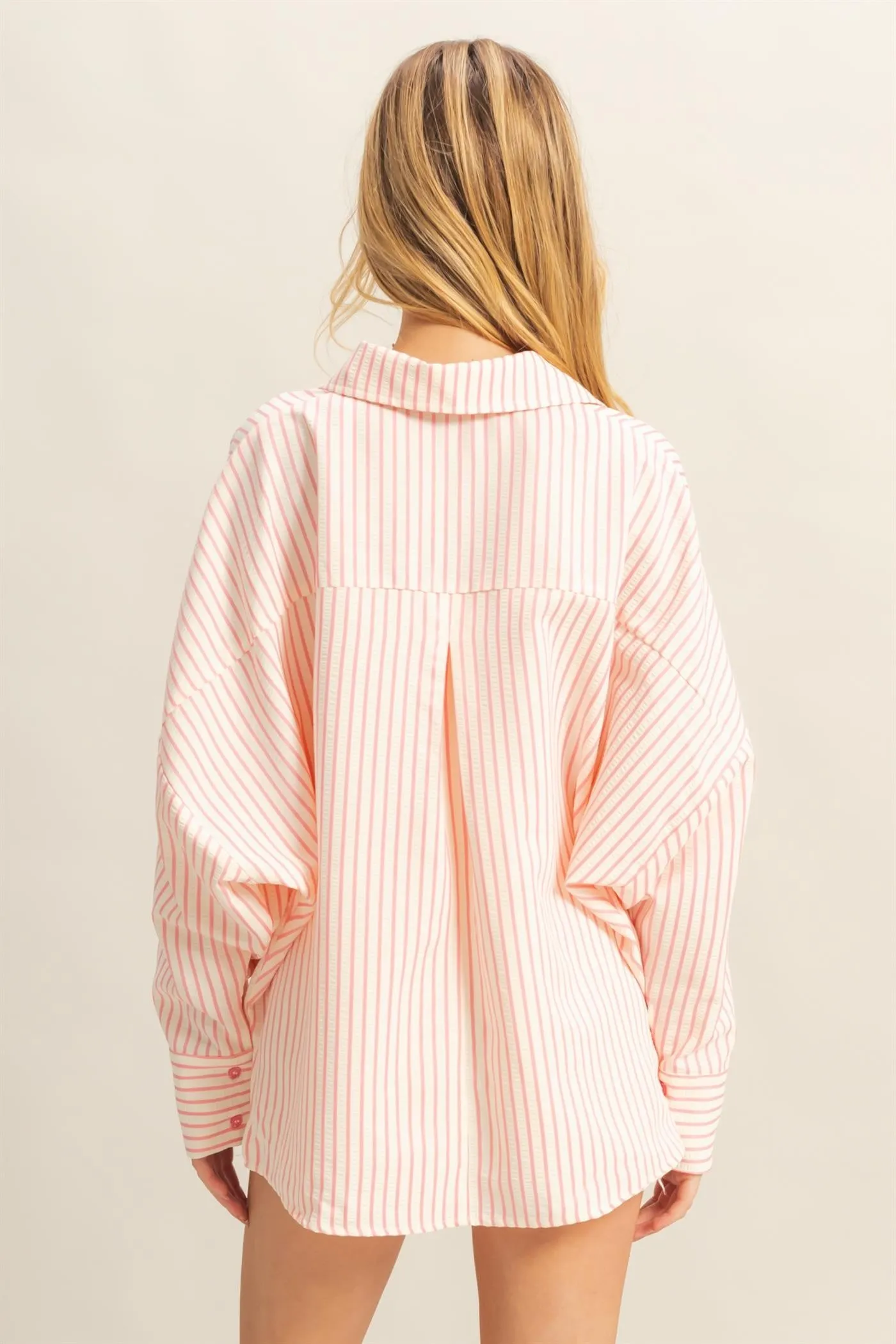Debra's Drop Shoulder Textured Stripe Shirt