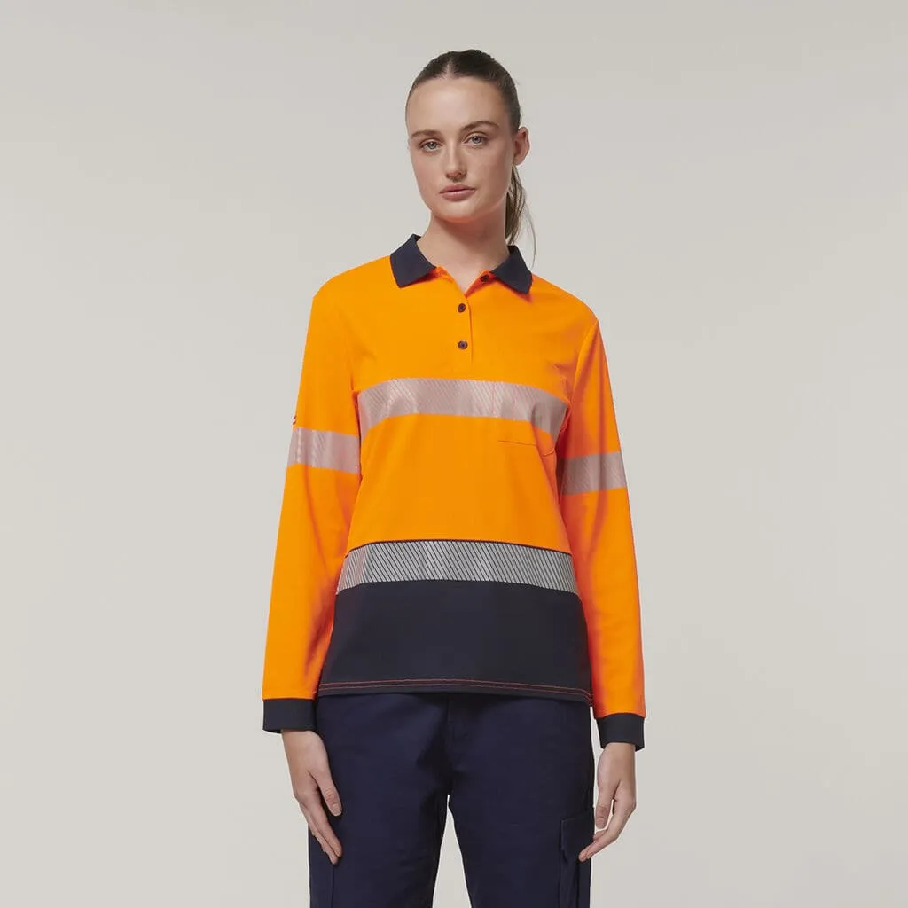 Hard Yakka Women's Long Sleeve Hi Vis Taped Polo Shirt Y08604