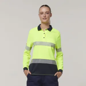 Hard Yakka Women's Long Sleeve Hi Vis Taped Polo Shirt Y08604