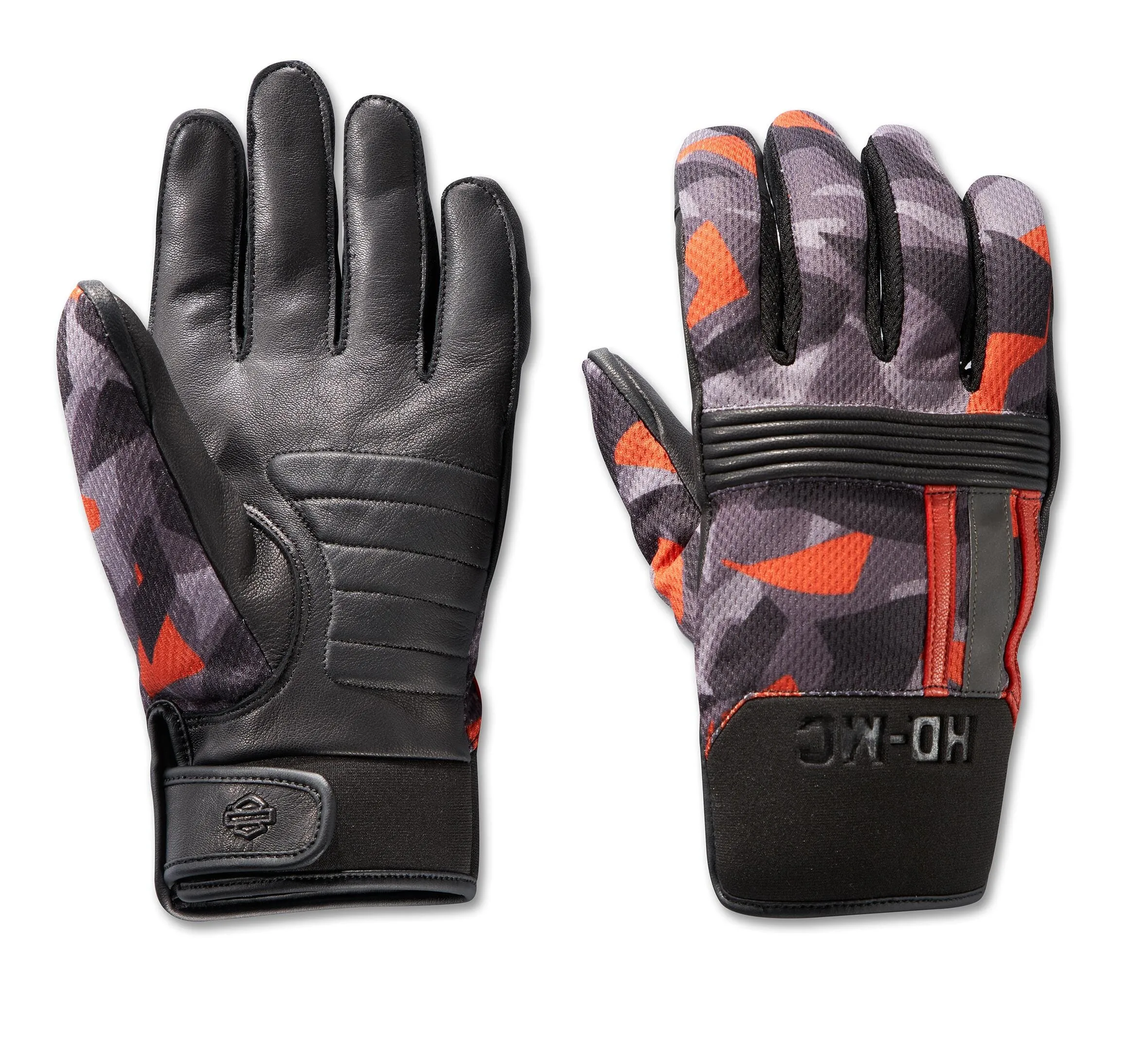Harley-Davidson Men's Centerline Mixed Media Motorcycle Gloves, Orange - 97200-23VM