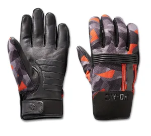 Harley-Davidson Men's Centerline Mixed Media Motorcycle Gloves, Orange - 97200-23VM