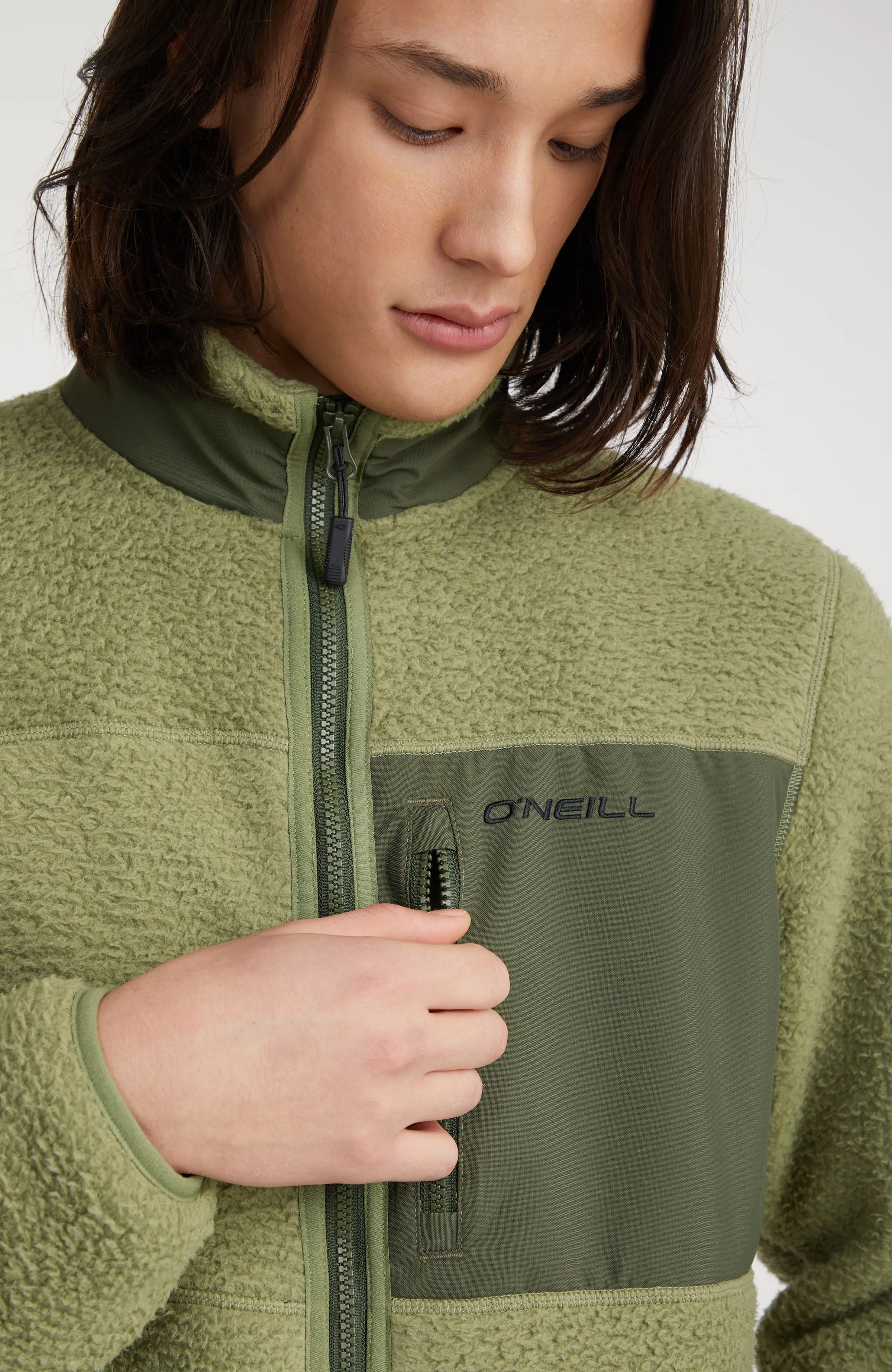 High-Pile Full-Zip Fleece | Deep Lichen Green