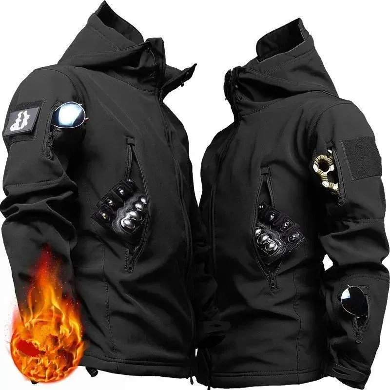 Hot New RU Camo Waterproof and Warm Men's Winter Soft Shell Special Tactical Hooded Jacket multi Pocket Tactical Pants