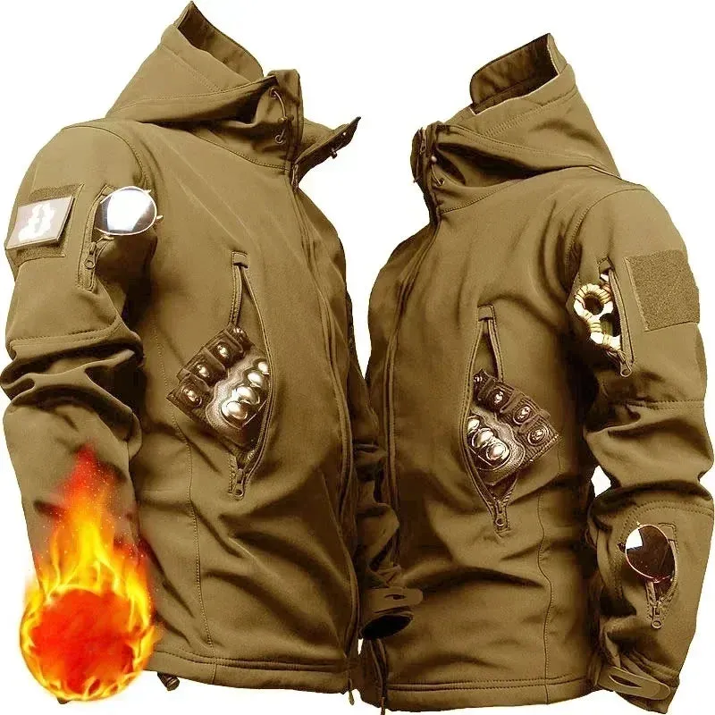 Hot New RU Camo Waterproof and Warm Men's Winter Soft Shell Special Tactical Hooded Jacket multi Pocket Tactical Pants