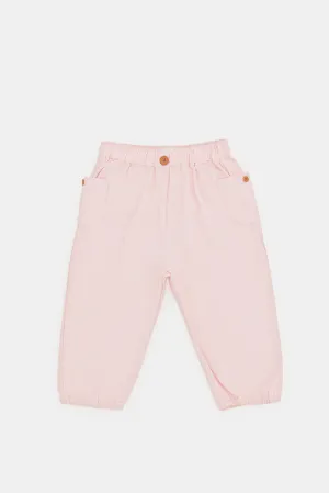 Infant Girls Pink Twill Paper Bag Trousser