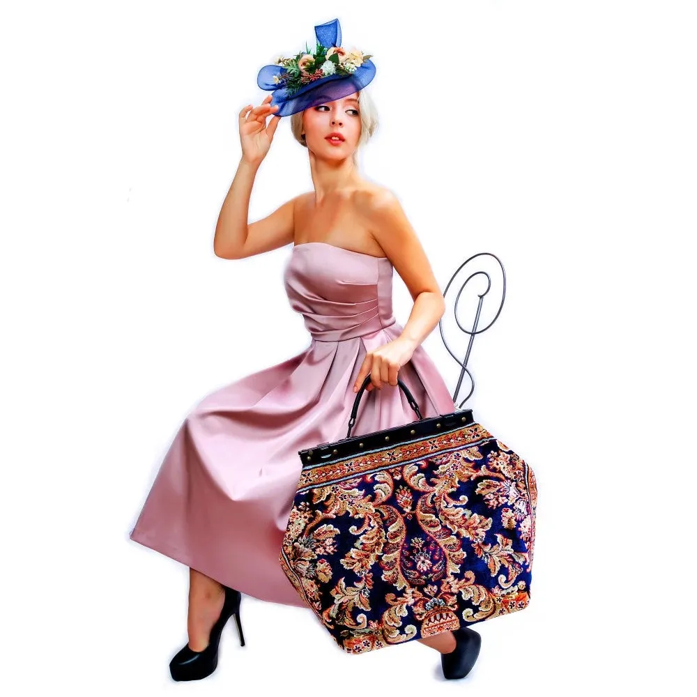 Large Mary Poppins Carpet bag - Sac-Voyage Blossom Navy
