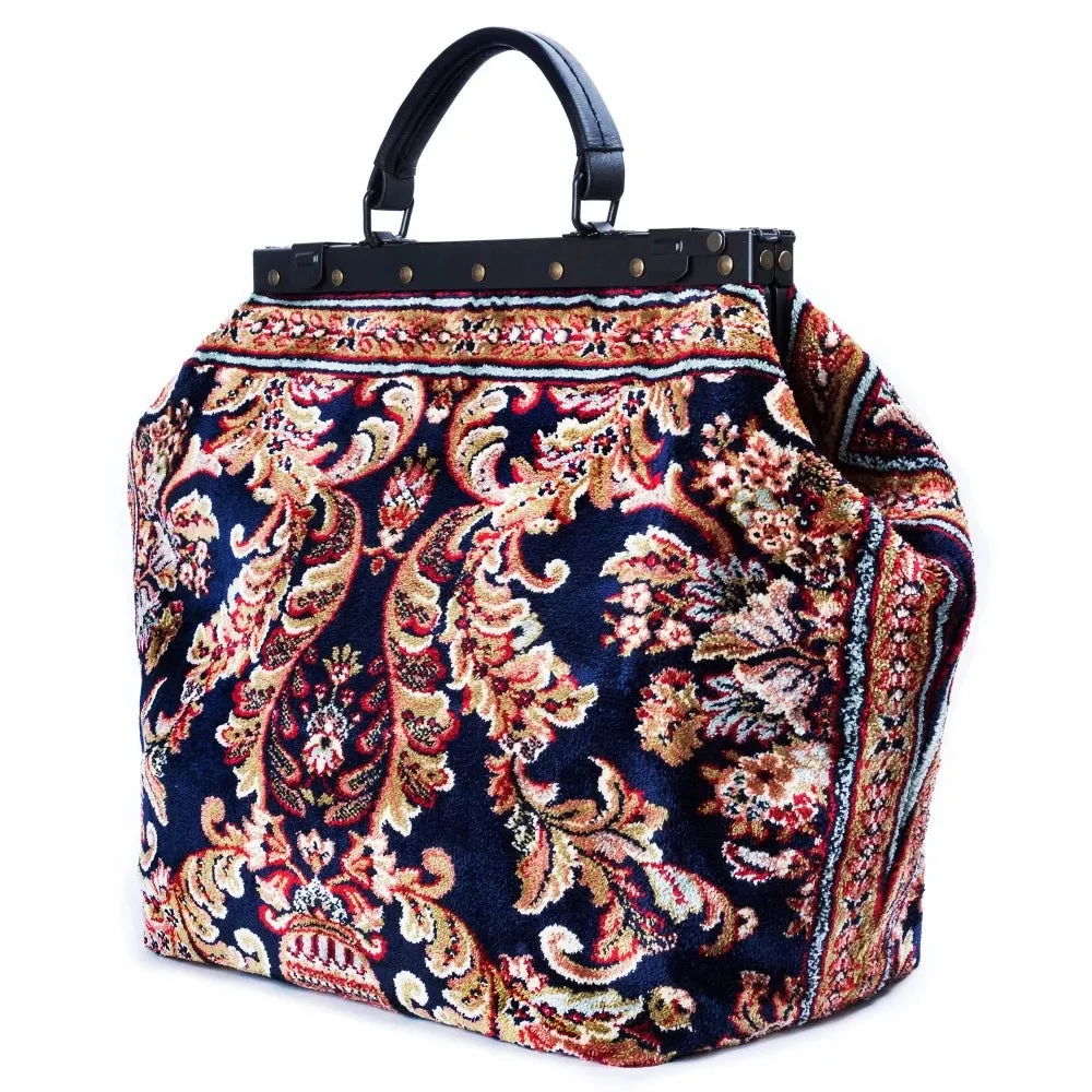 Large Mary Poppins Carpet bag - Sac-Voyage Blossom Navy