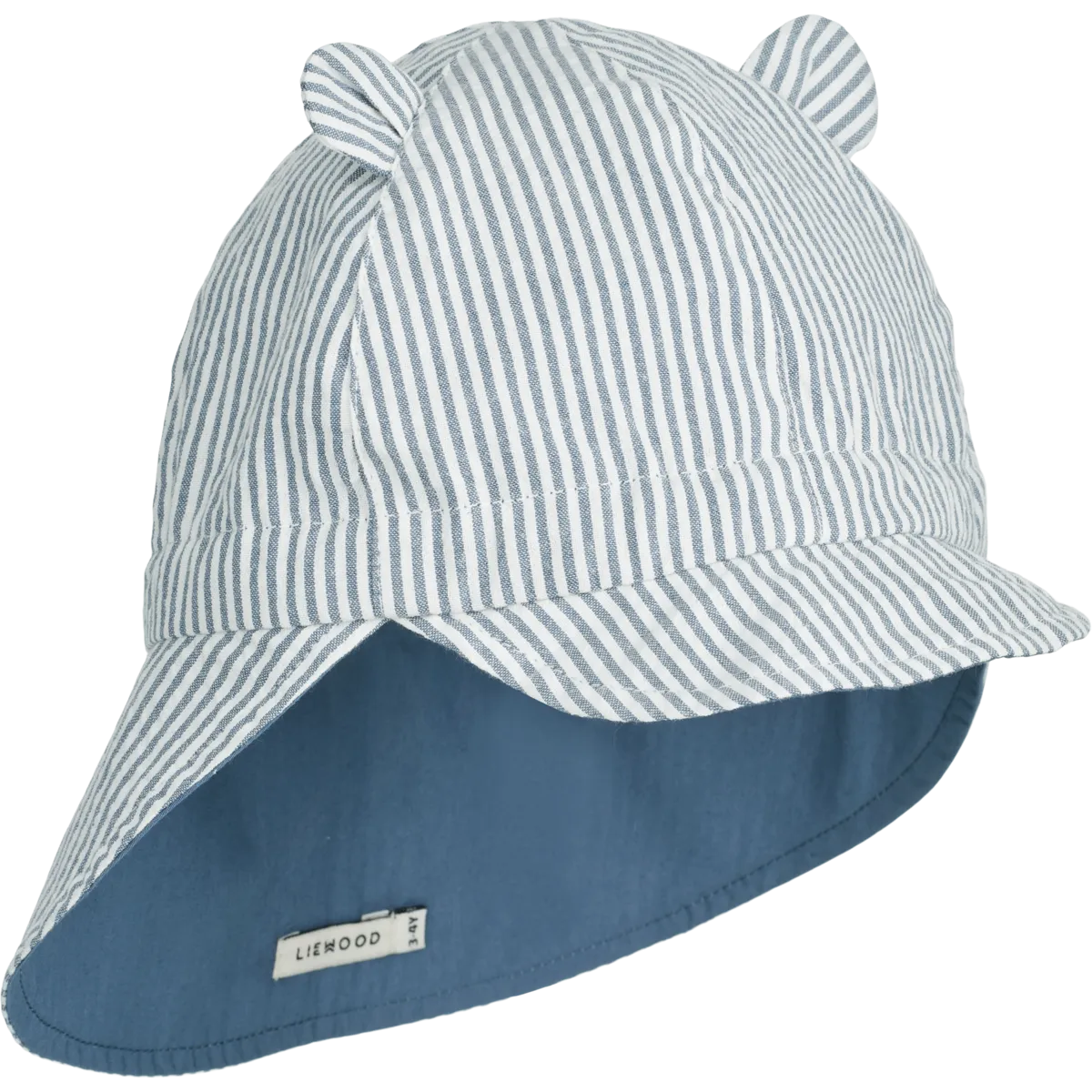 Liewood Gorm Reversible Seersucker Sun Hat with Ears | Y/D Stripe: Blue Wave/Creme de la Creme