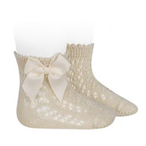 Linen Ankle Open Weave Spanish Bow Socks