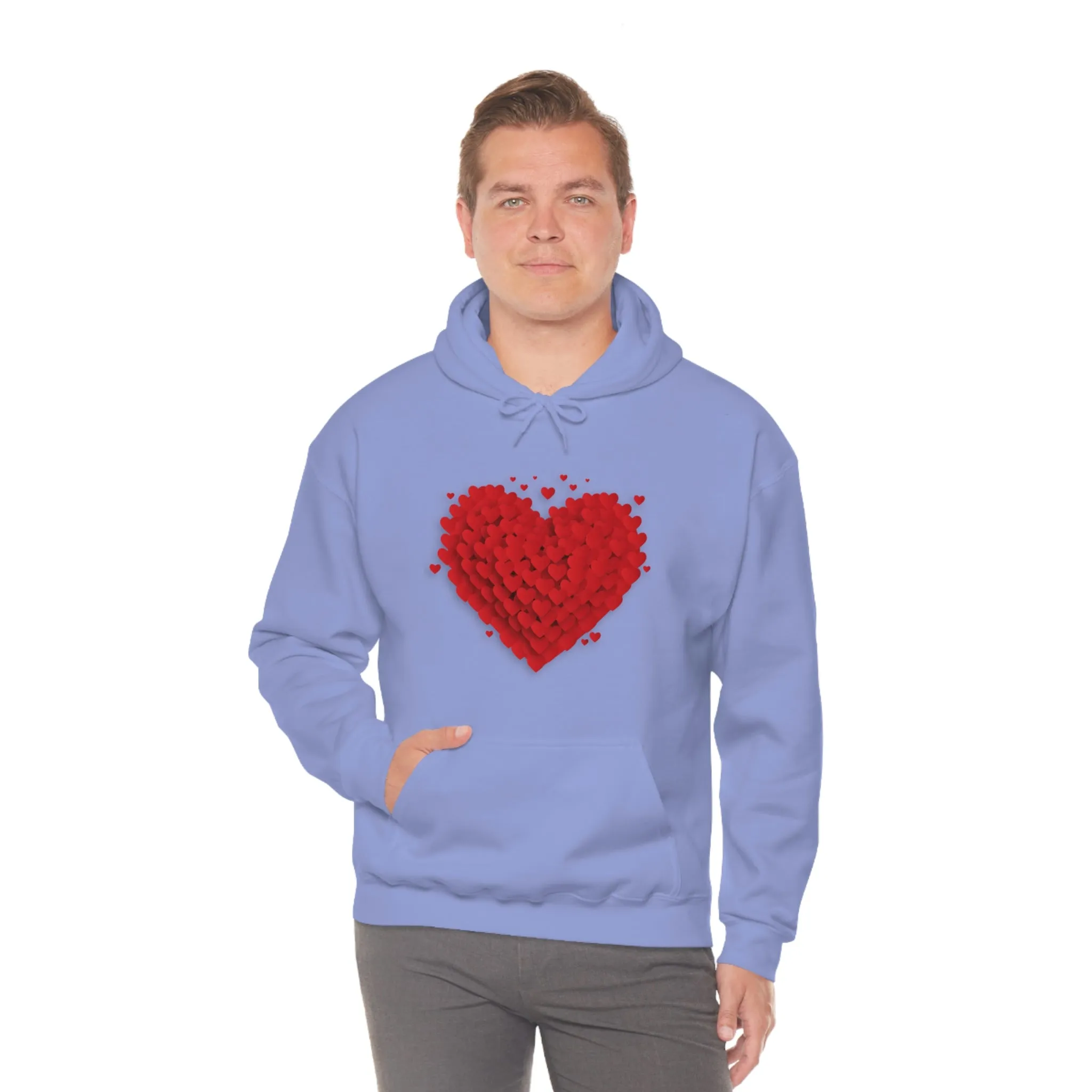 Love 3D Hearts Hoodie Sweatshirt, Pile of Hearts Love Hoodie, Valentine's Pink and Red Hoodie Pastel Pink Lavender and Mint Hoodie