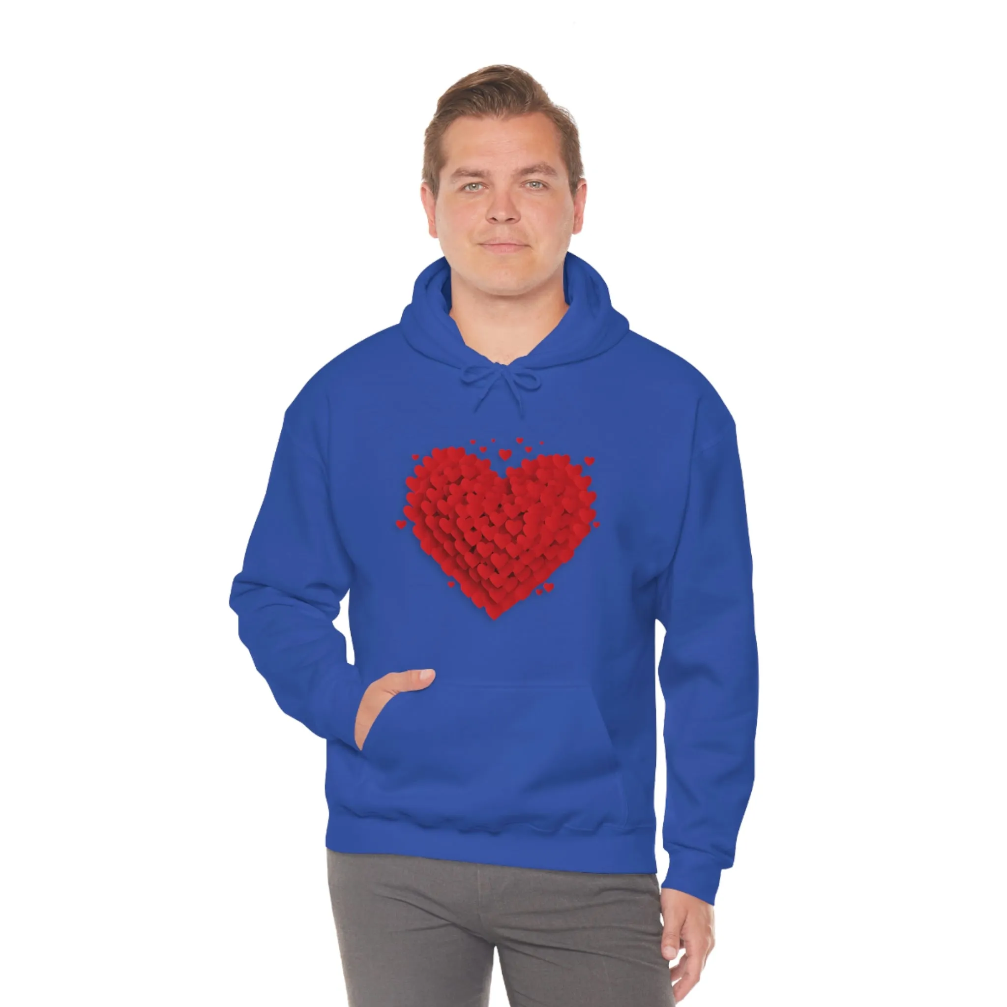 Love 3D Hearts Hoodie Sweatshirt, Pile of Hearts Love Hoodie, Valentine's Pink and Red Hoodie Pastel Pink Lavender and Mint Hoodie