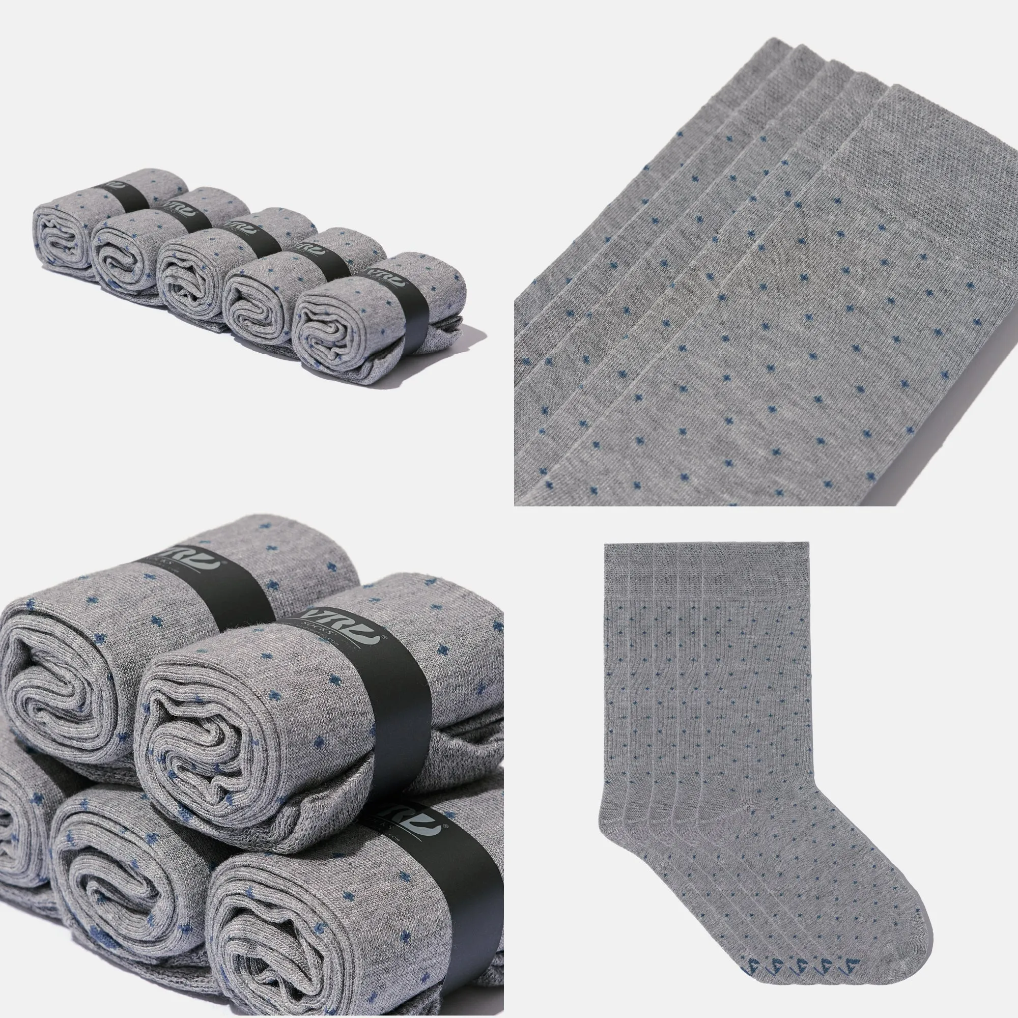 Men's Bamboo Dress Socks • Dotted Pack of 1/3/5 Pairs • Pacific Grey