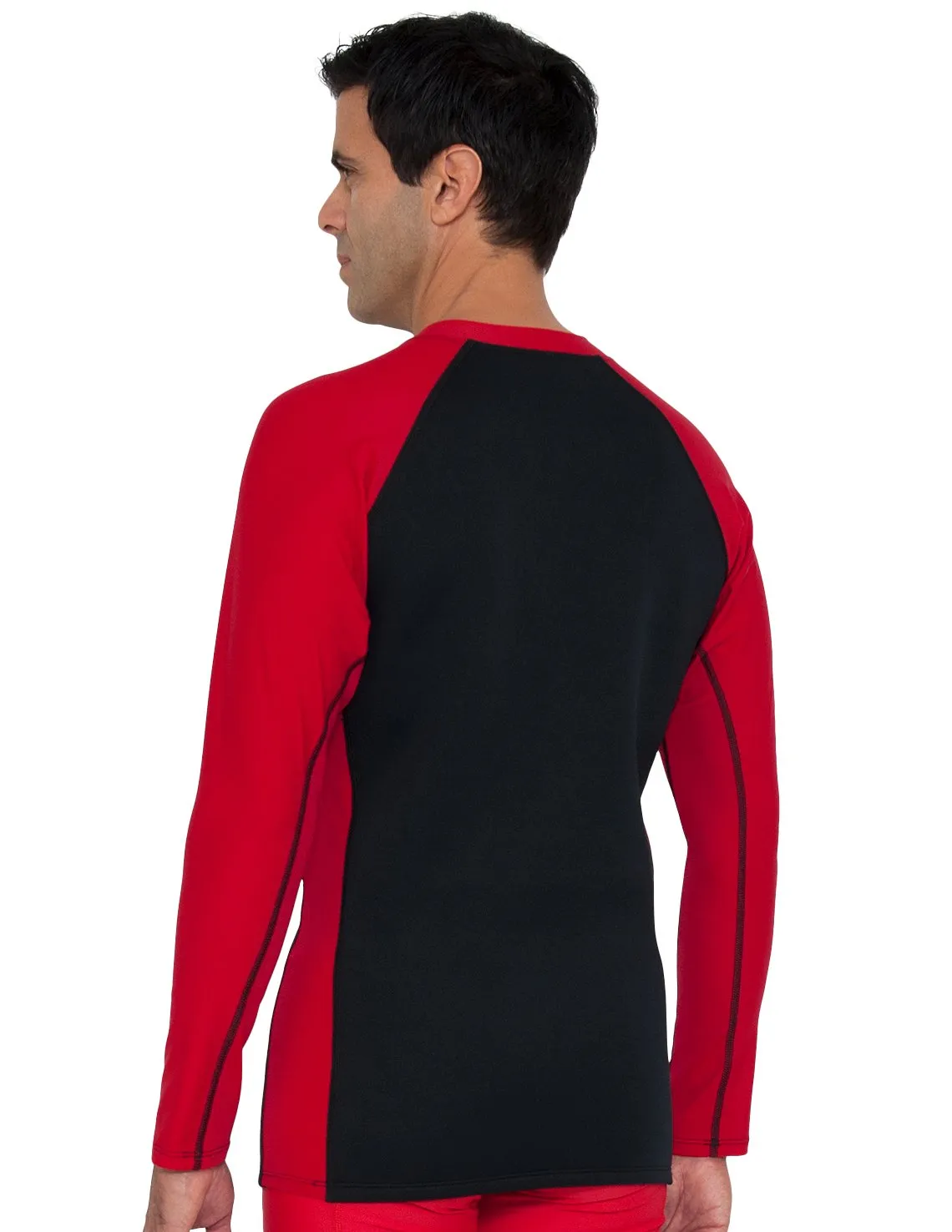 Men's  Hybrid Thermal Zip Rash Guard - Black / Red