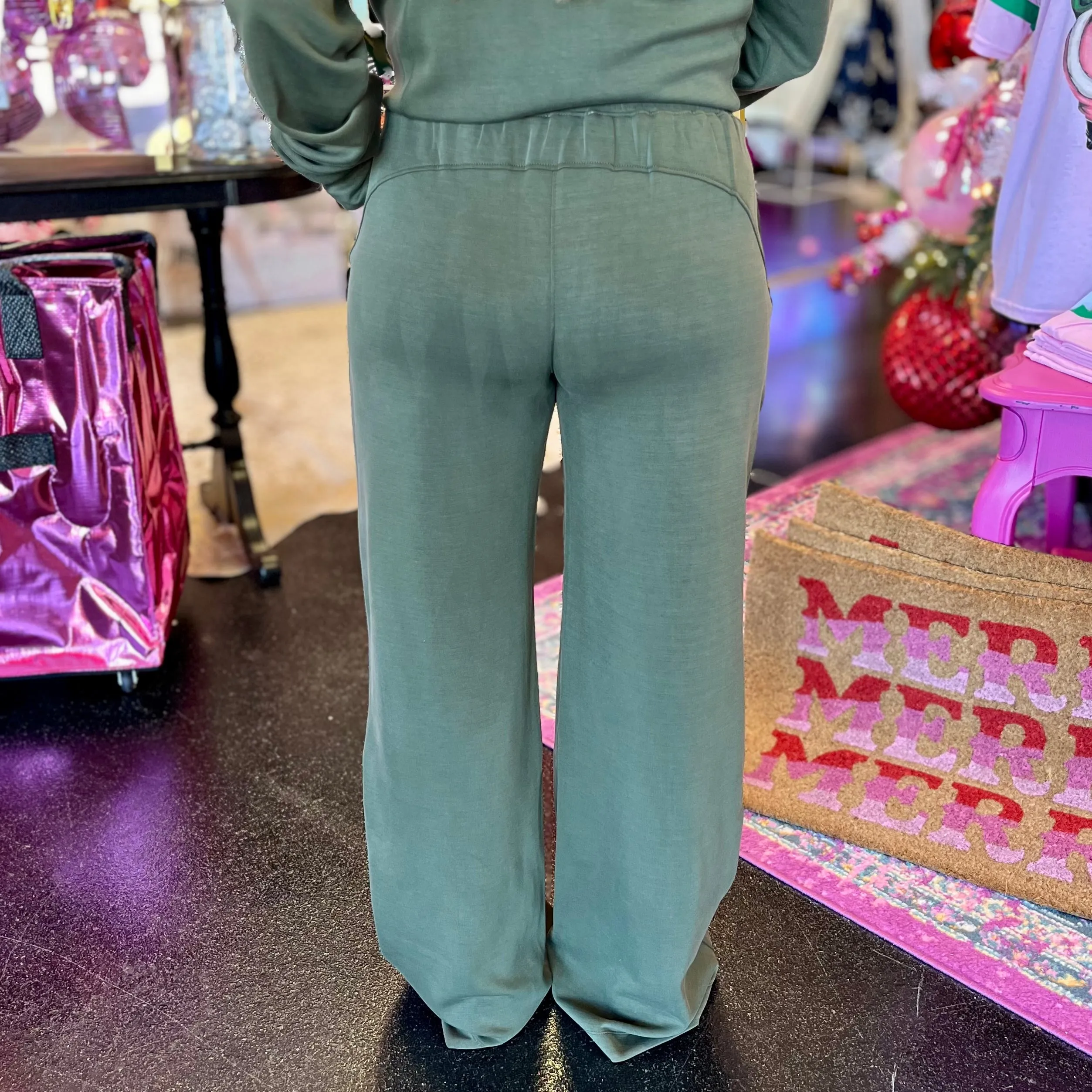Olive Essentials Wide Leg Pants