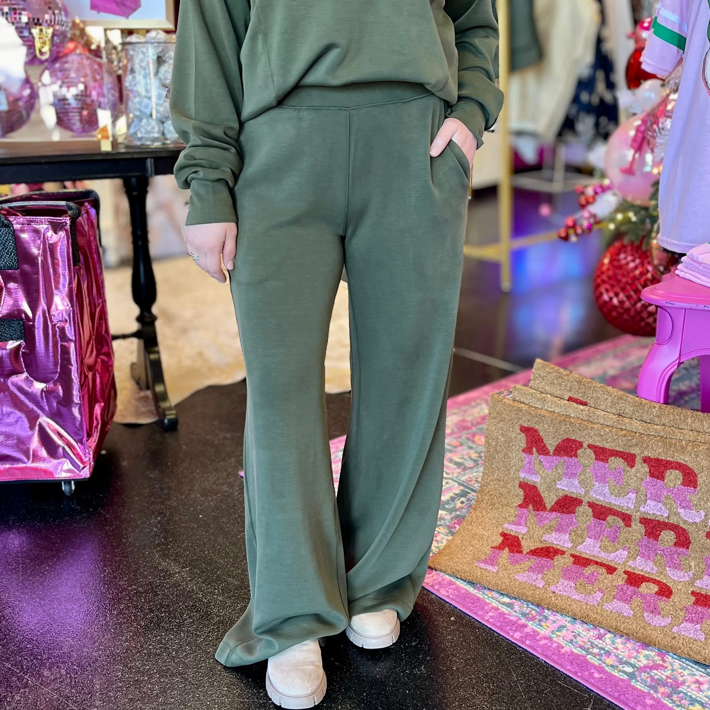 Olive Essentials Wide Leg Pants