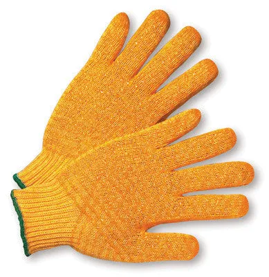 Radnor X-Large Orange Medium Weight Acrylic/Polyester Ambidextrous String Gloves With Double Sided PVC Crisscross Honeycomb Pattern Coating