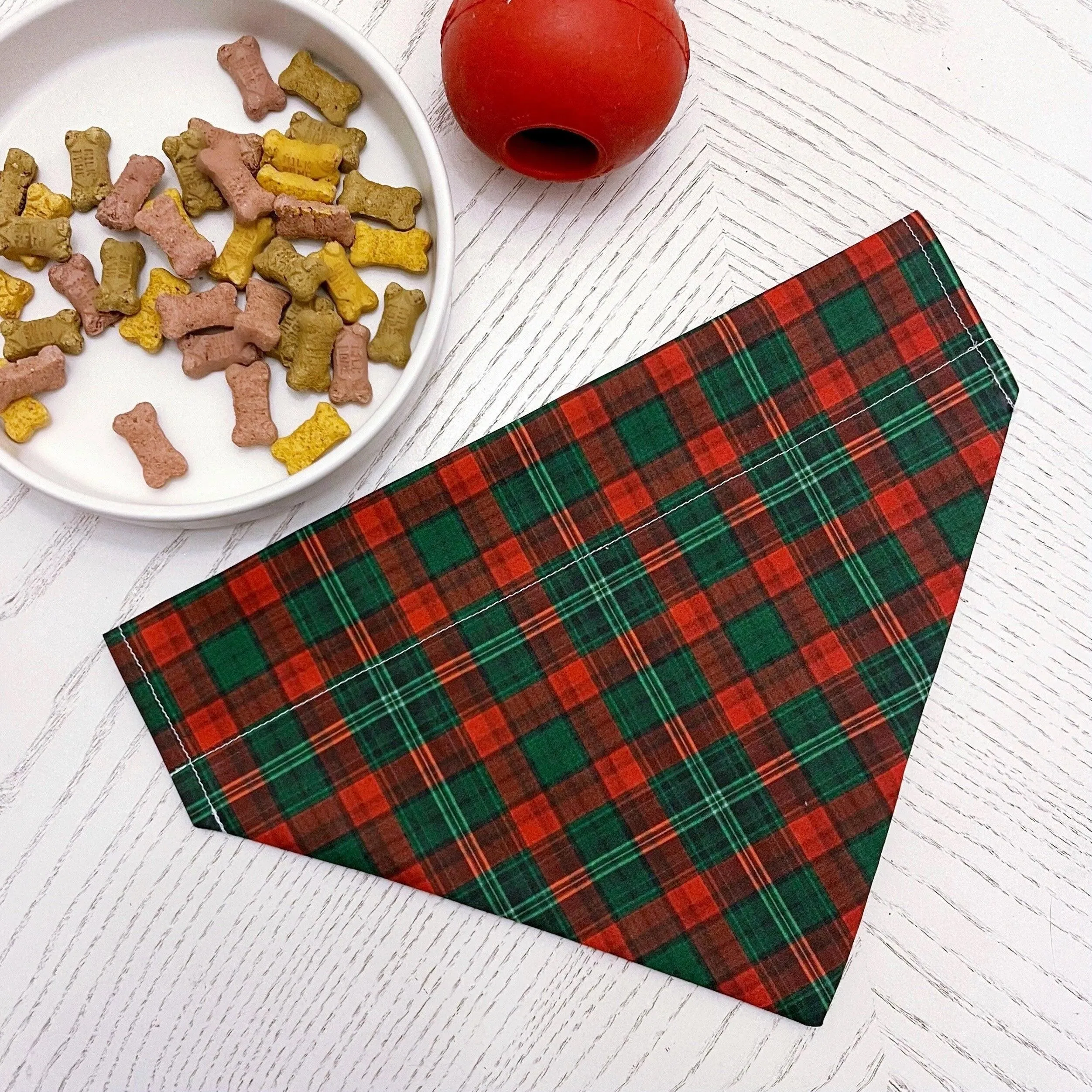 Red & Green Christmas Tartan Dog Bandana