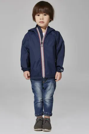 SAM - KIDS NAVY FULL ZIP PACKABLE RAIN JACKET