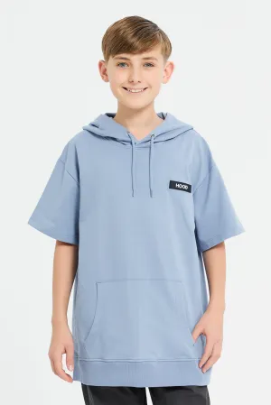 Senior Boys Blue Oversize Hooded Sweatshirt
