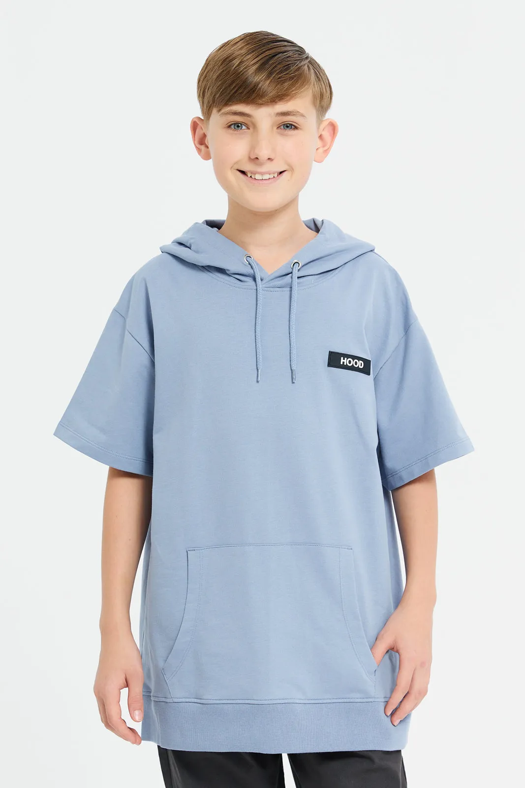 Senior Boys Blue Oversize Hooded Sweatshirt