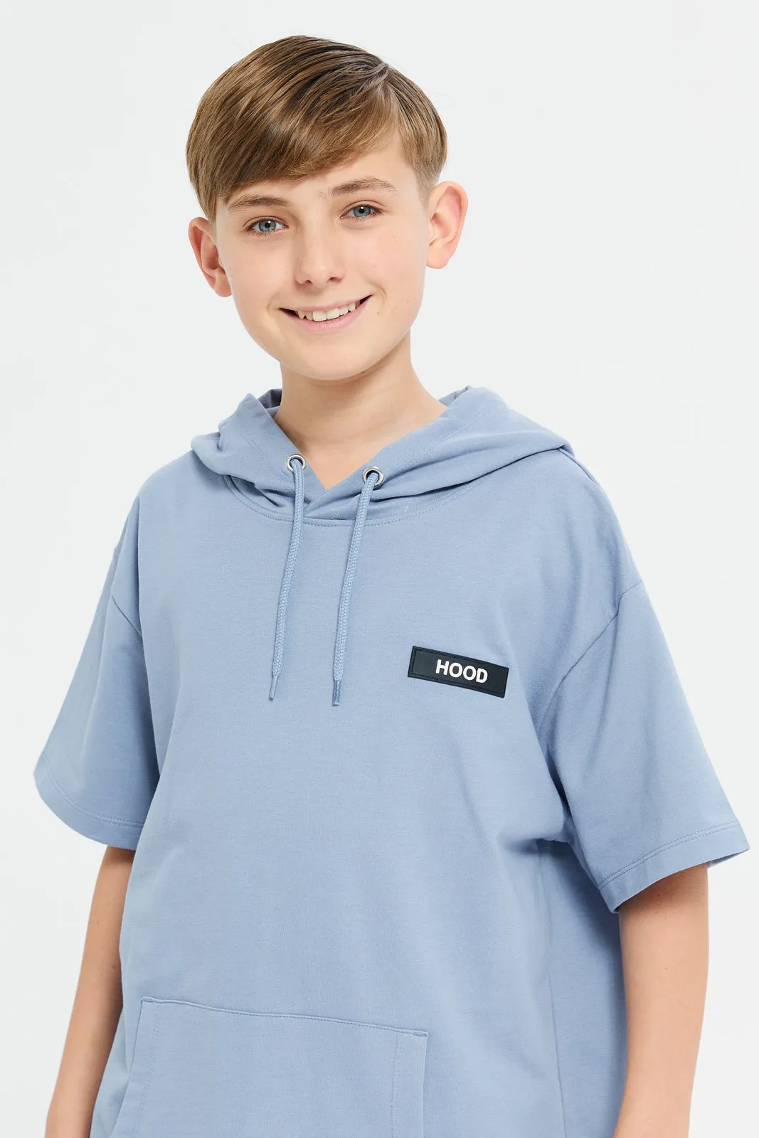 Senior Boys Blue Oversize Hooded Sweatshirt