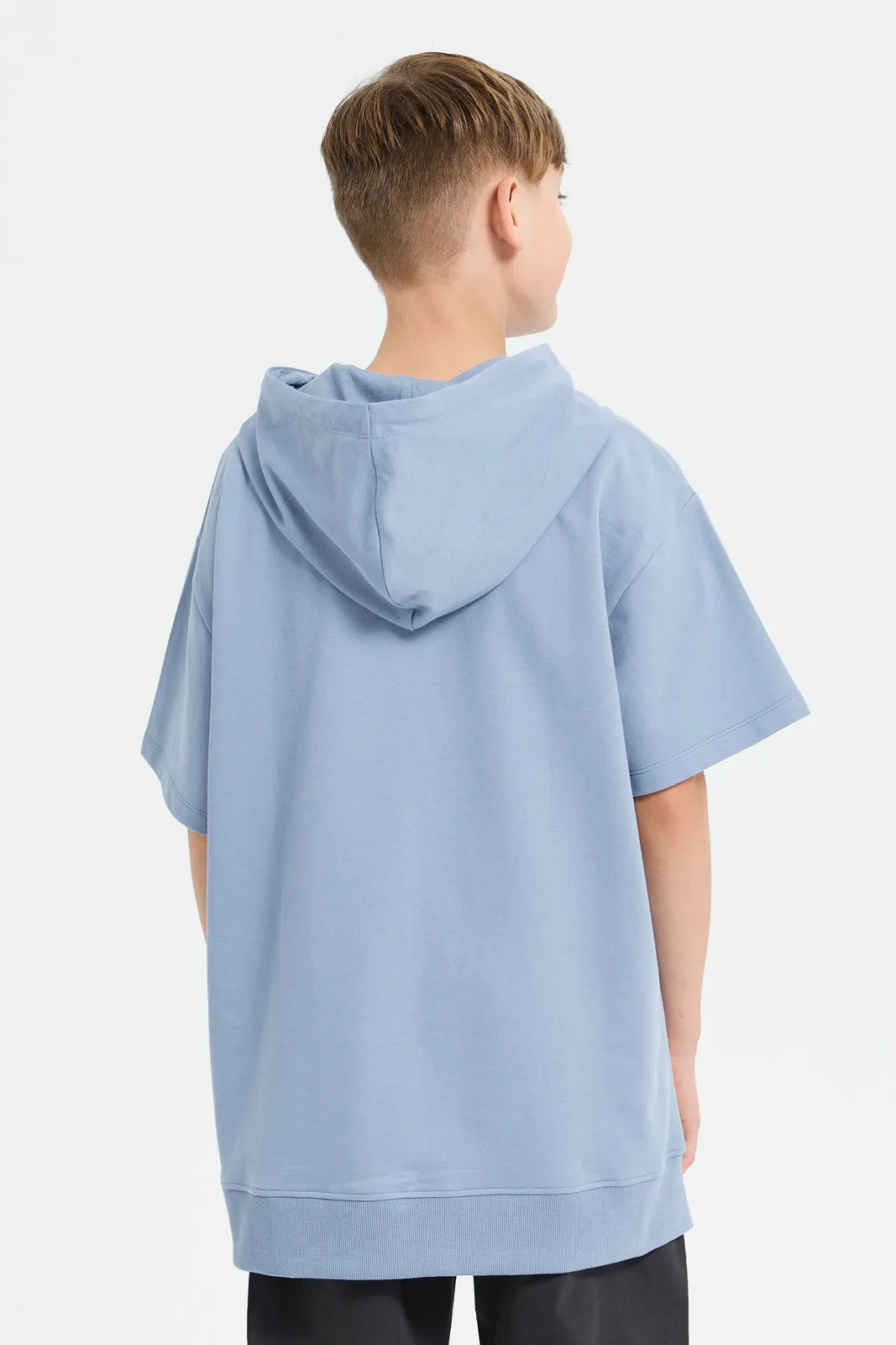 Senior Boys Blue Oversize Hooded Sweatshirt