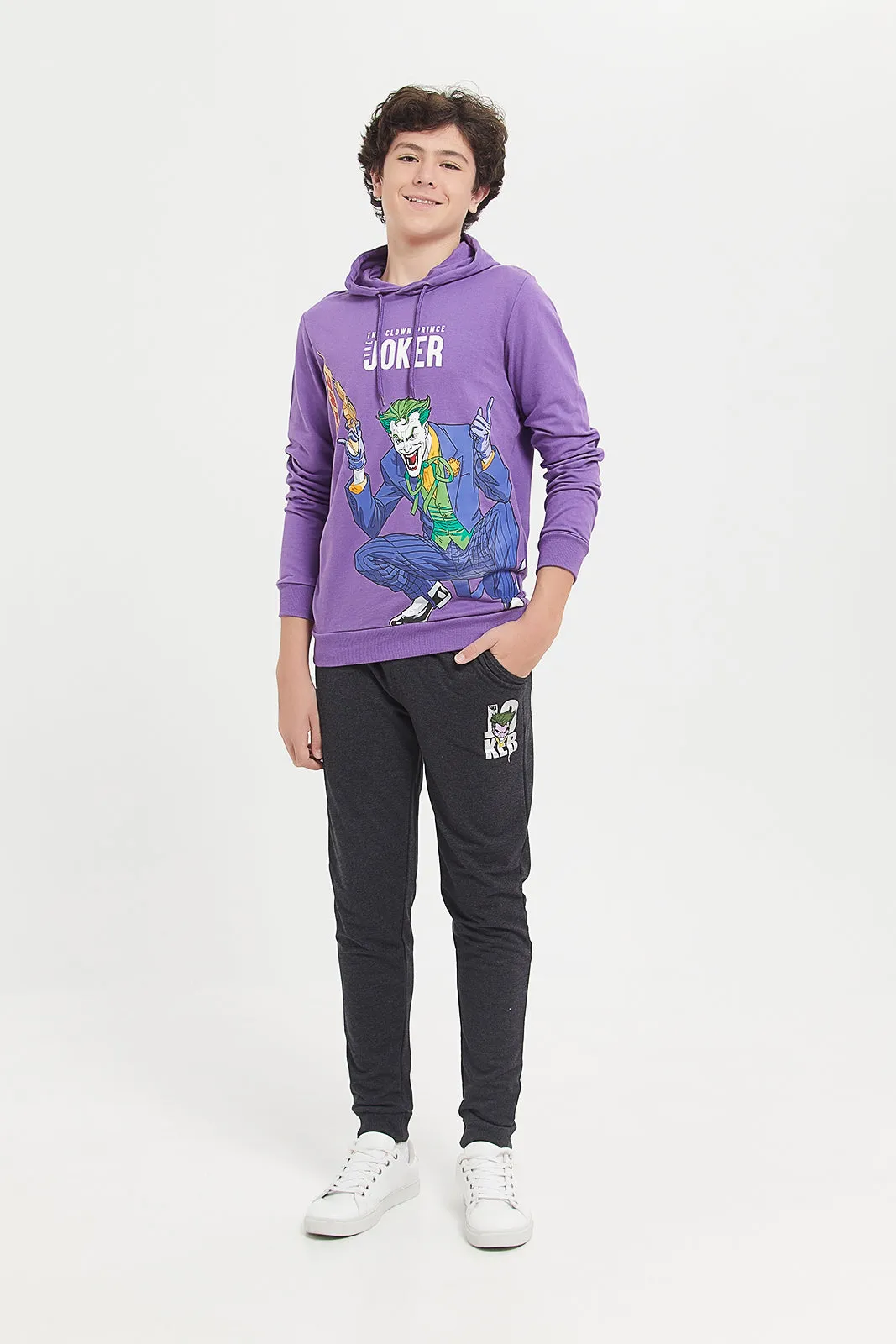 Senior Boys Purple Joker Print Sweatshirt
