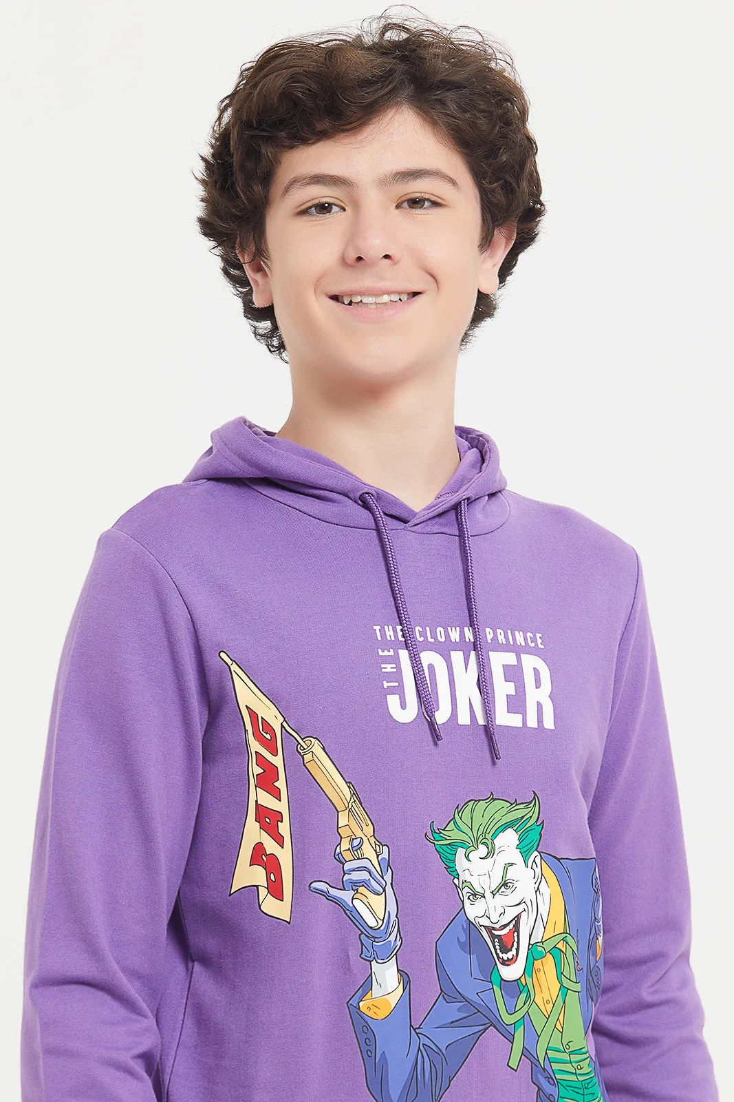 Senior Boys Purple Joker Print Sweatshirt