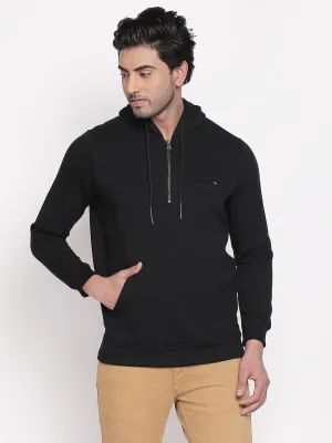 Spykar Black Cotton Slim Fit Sweatshirt For Men