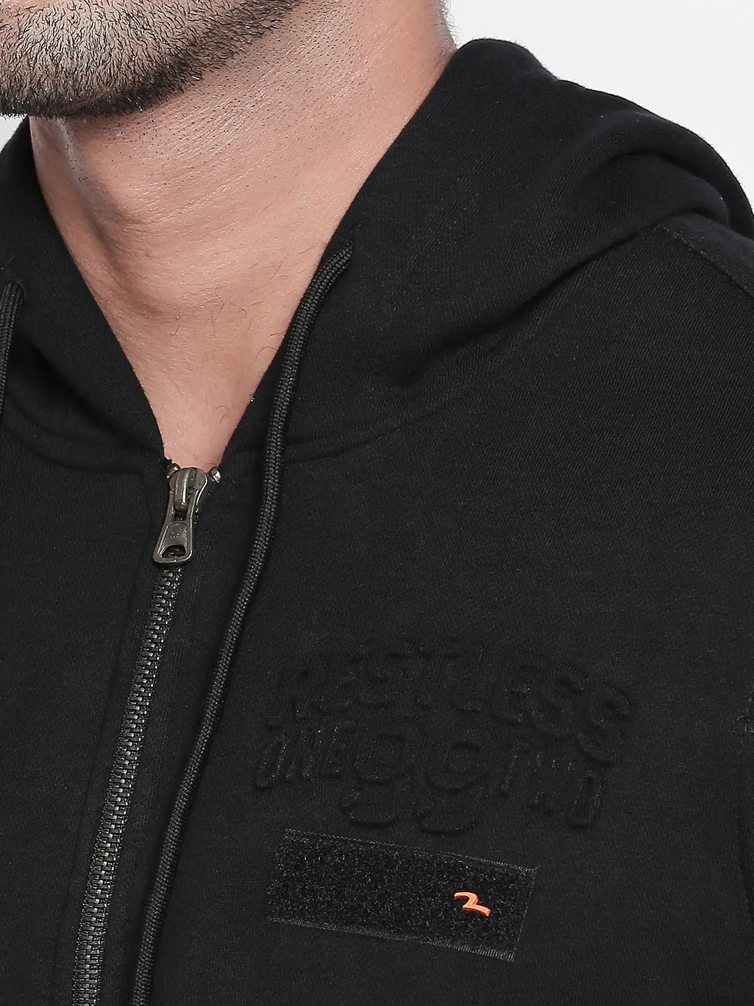 Spykar Black Cotton Slim Fit Sweatshirt For Men