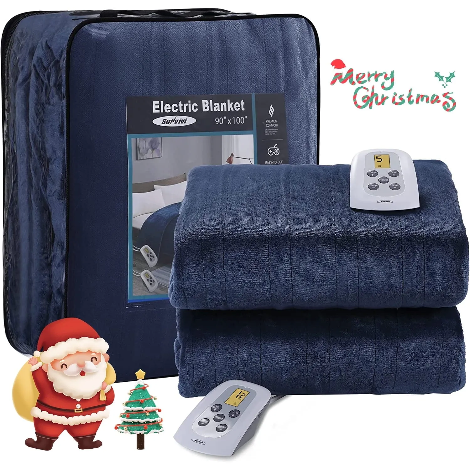 SUNVIVI 50" x 60" Electric Blankets Heated Throw Soft Flannel Heating Blanket with 4 Hours Auto Off, 5 Years Warranty, ETL Certified, Machine Washable, Green