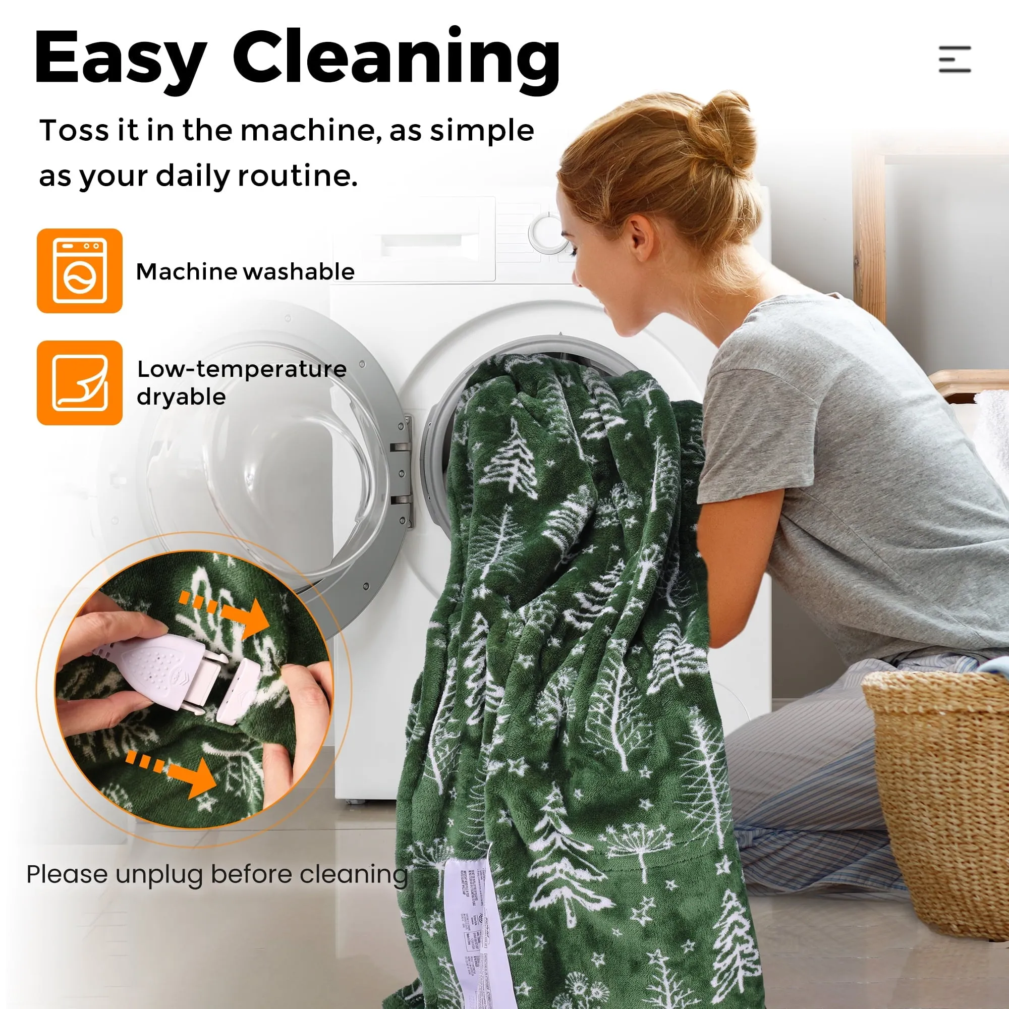 SUNVIVI 50" x 60" Electric Blankets Heated Throw Soft Flannel Heating Blanket with 4 Hours Auto Off, 5 Years Warranty, ETL Certified, Machine Washable, Green