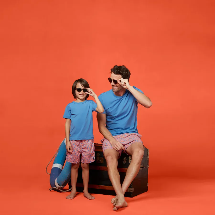Tom & Teddy Coral Boys Swim Shorts CORBO-J - Mid Blue/ Orange