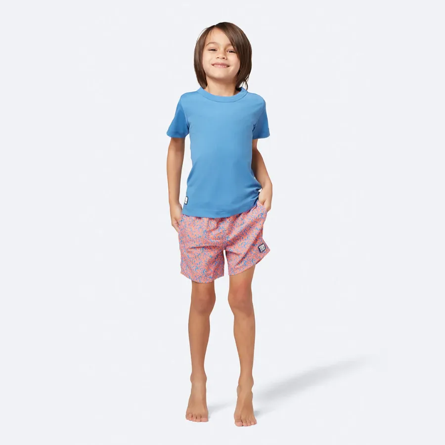 Tom & Teddy Coral Boys Swim Shorts CORBO-J - Mid Blue/ Orange