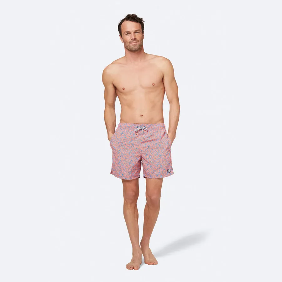 Tom & Teddy Coral Mens Swim Shorts CORBO - Mid Blue/ Orange